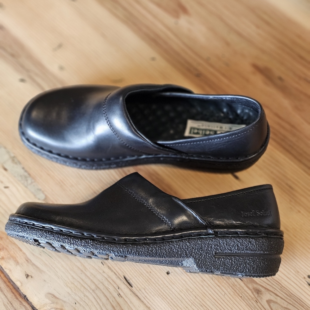 Josef Seibel Black Slip on Leather Shoes, Women's 39